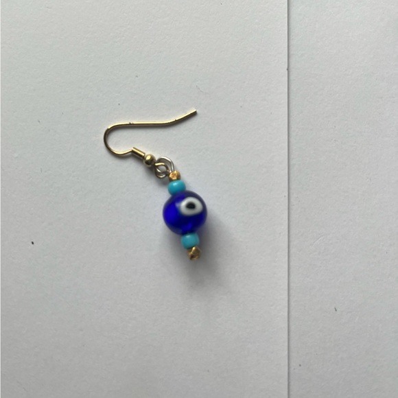 GOLD BLUE-EYE EARRINGS - Picture 2 of 3